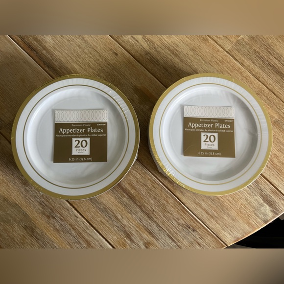 Other - Two packs of 20 premium plastic gold rimmed appetizer plates.
